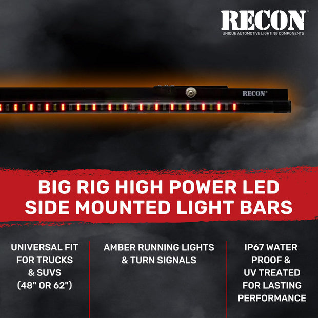 62" BIG RIG LED Running Light Kit in Amber - 2 Piece Set Includes Left & Right Side (Fits all Extended & Quad Cab Trucks) - Image 2