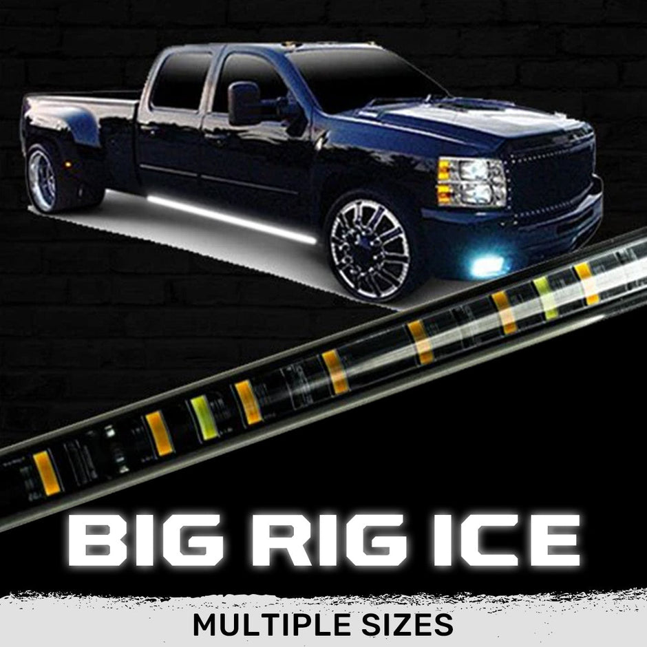62" BIG RIG ICE LED Running Light Kit in Amber w/ White LED Courtesy Light - 2 Piece Set Includes Left & Right Side (Fits all Extended & Quad Cab Trucks)