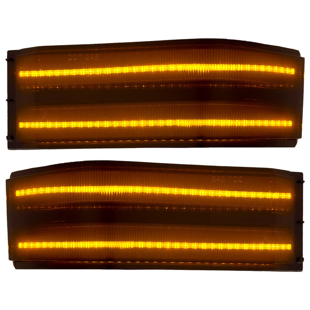 Chevy/GMC 14-19 Silverado & Sierra Side Mirror Lenses w Scanning AMBER turn signals - Only Fits OEM Tow Mirrors - Smoked Lens - Image 2