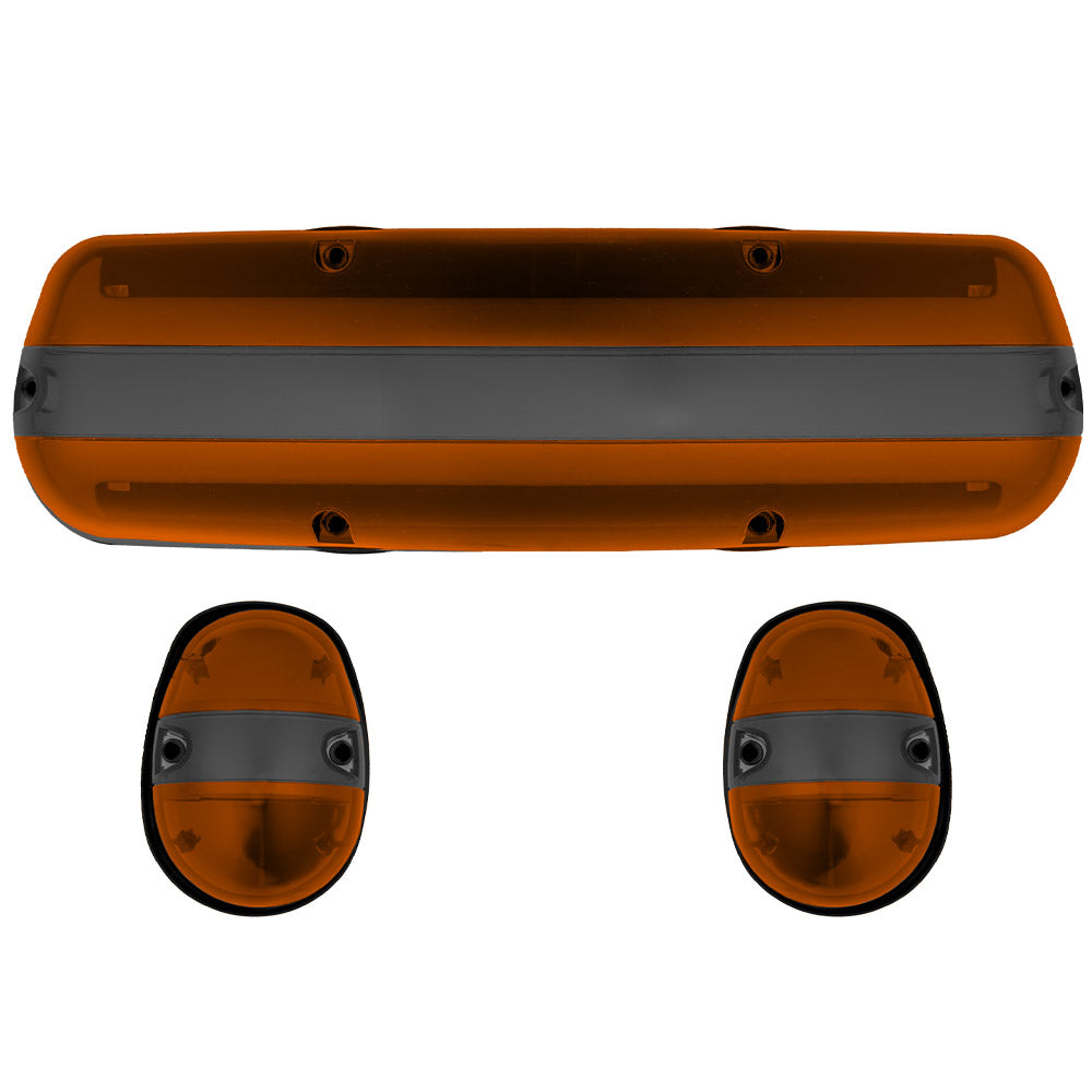 GMC & Chevy 02-07 (1st GEN Classic Body Style) Heavy-Duty (3-Piece Set) Amber Cab Roof Light Lens with 2-Way Forward & Rear Facing Amber ULTRA High-Power LEDs - (Complete Wiring Kit Sold Separately) - Image 2