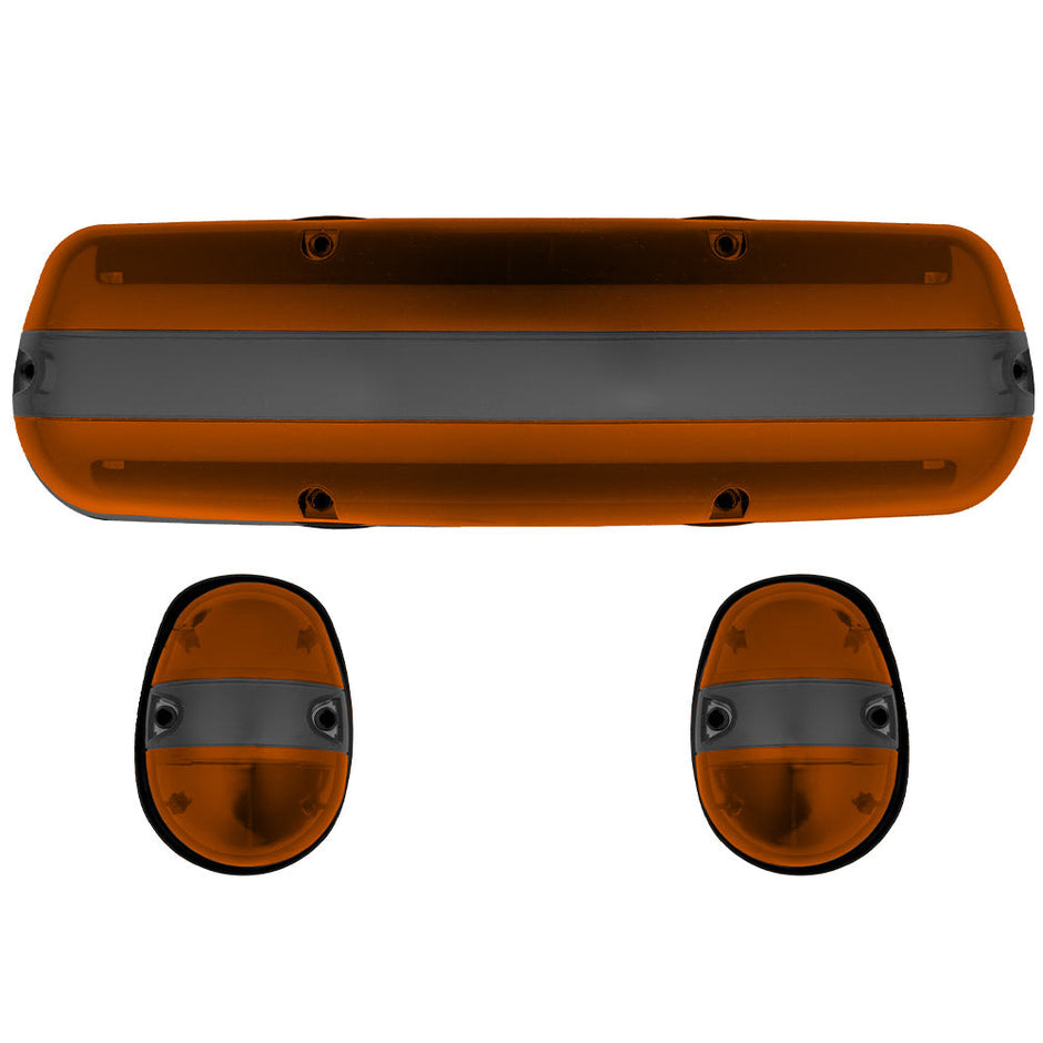 GMC & Chevy 02-07 (1st GEN Classic Body Style) Heavy-Duty (3-Piece Set) Amber Cab Roof Light Lens with 2-Way Forward & Rear Facing Amber ULTRA High-Power LEDs - (Complete Wiring Kit Sold Separately) - Image 2