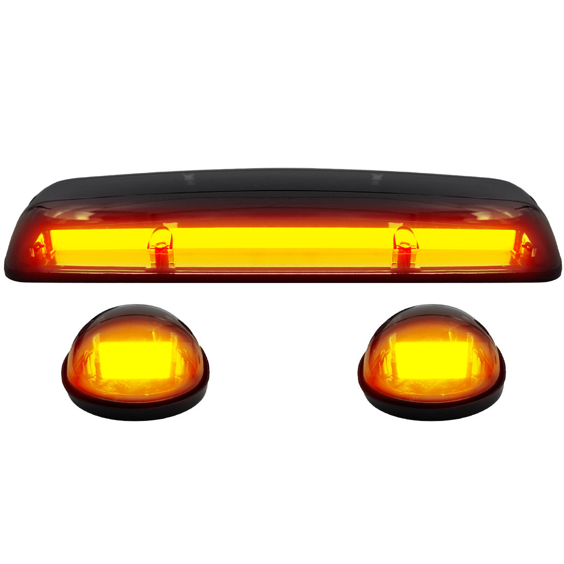 GMC & Chevy 02-07 (1st GEN Classic Body Style) Heavy-Duty (3-Piece Set) Amber Cab Roof Light Lens with 2-Way Forward & Rear Facing Amber ULTRA High-Power LEDs - (Complete Wiring Kit Sold Separately)