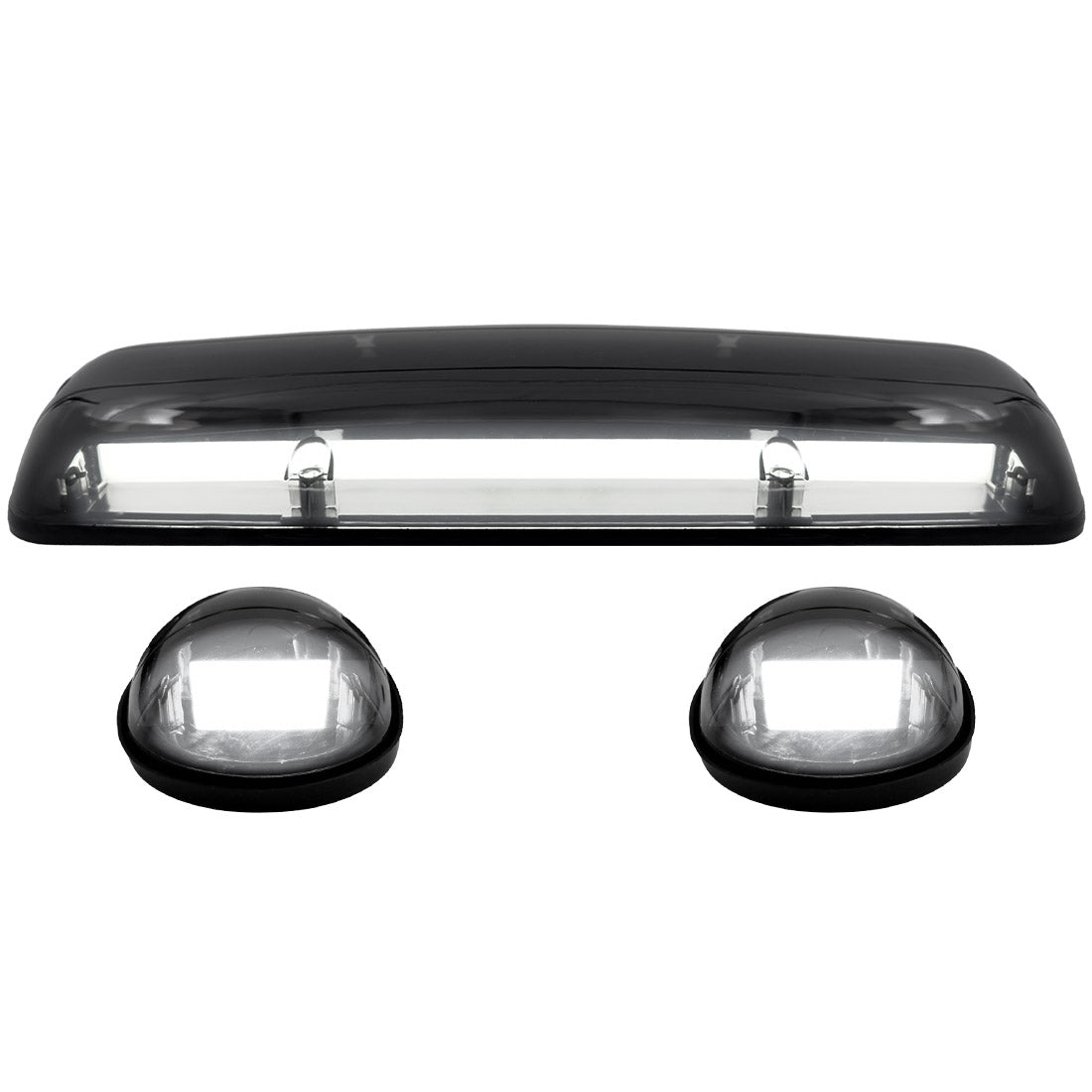 GMC & Chevy 02-07 (1st GEN Classic Body Style) Heavy-Duty (3-Piece Set) Smoked Cab Roof Light Lens with 2-Way Forward & Rear Facing White ULTRA High-Power LEDs - (Complete Wiring Kit Sold Separately) - Image 2