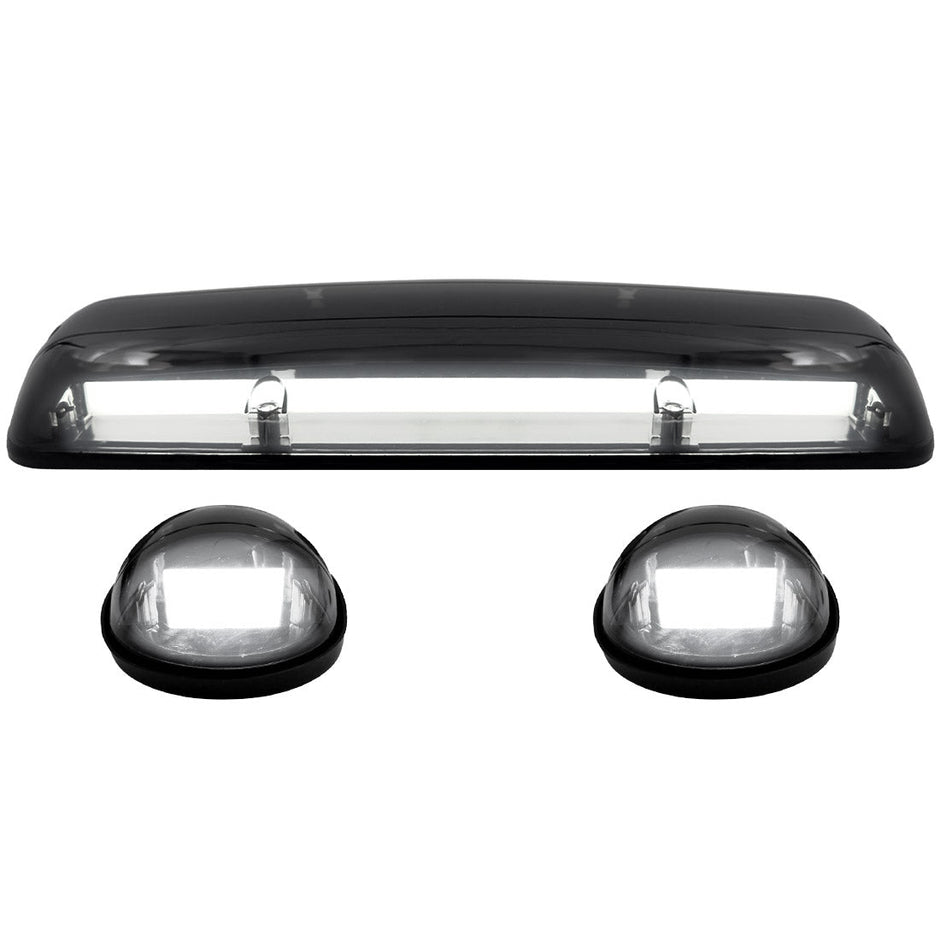 GMC & Chevy 02-07 (1st GEN Classic Body Style) Heavy-Duty (3-Piece Set) Smoked Cab Roof Light Lens with 2-Way Forward & Rear Facing White ULTRA High-Power LEDs - (Complete Wiring Kit Sold Separately) - Image 2