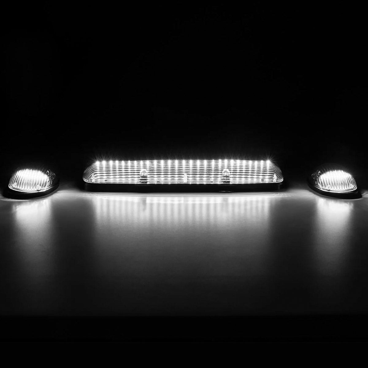 GMC & Chevy 02-07 (1st GEN Classic Body Style) Heavy-Duty (3-Piece Set) Smoked Cab Roof Light Kit with White & Amber Strobe LED's & White or Amber Running Light LED's - (Complete Wiring Kit & Hardware Included) - Image 4