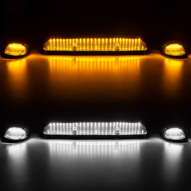 GMC & Chevy 02-07 (1st GEN Classic Body Style) Heavy-Duty (3-Piece Set) Smoked Cab Roof Light Kit with White & Amber Strobe LED's & White or Amber Running Light LED's - (Complete Wiring Kit & Hardware Included) - Image 2