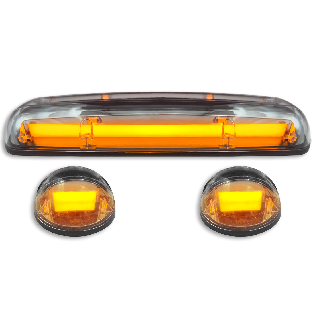 GMC & Chevy 02-07 (1st GEN Classic Body Style) Heavy-Duty (3-Piece Set) Clear Cab Roof Light Lens with 2-Way Forward & Rear Facing Amber ULTRA High-Power LEDs - (Complete Wiring Kit Sold Separately) - Image 4