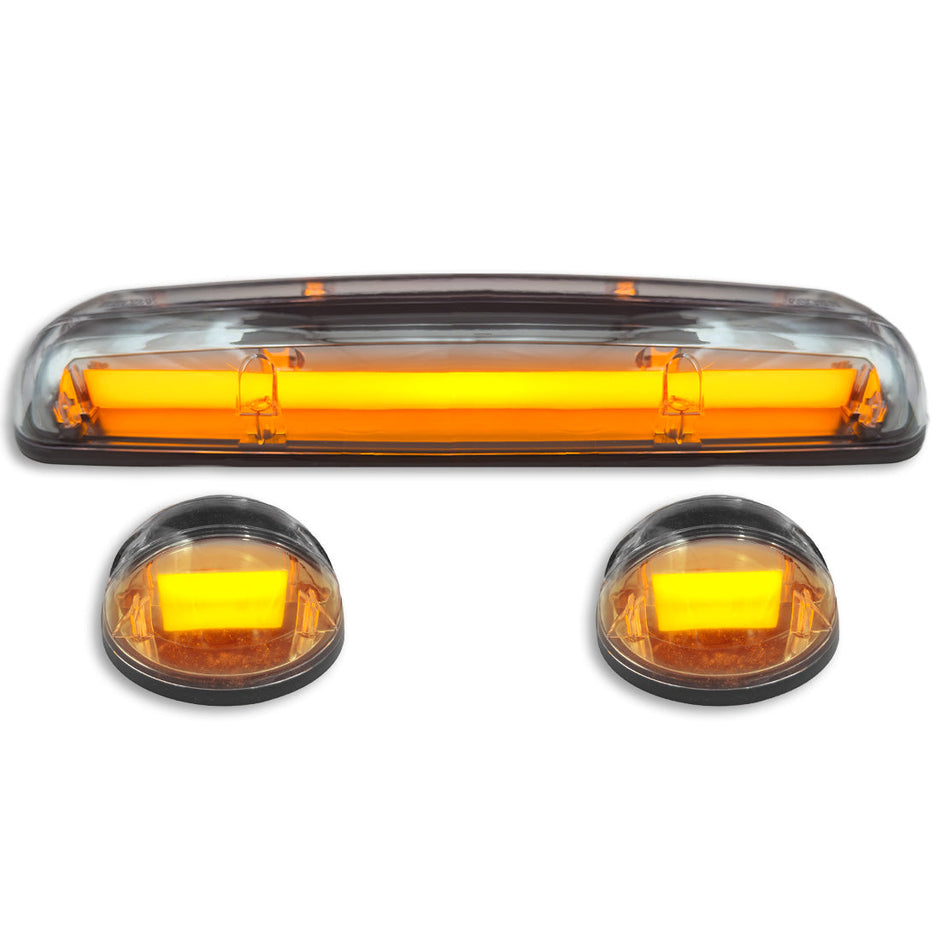 GMC & Chevy 02-07 (1st GEN Classic Body Style) Heavy-Duty (3-Piece Set) Clear Cab Roof Light Lens with 2-Way Forward & Rear Facing Amber ULTRA High-Power LEDs - (Complete Wiring Kit Sold Separately) - Image 4