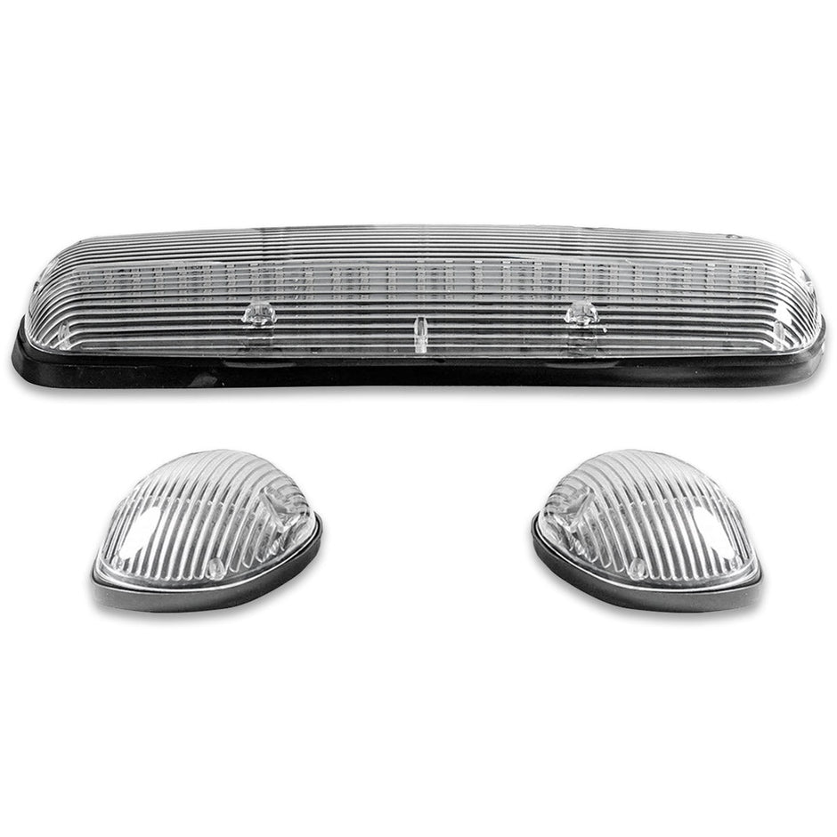 GMC & Chevy 02-07 (1st GEN Classic Body Style) Heavy-Duty (3-Piece Set) Clear Cab Roof Light Kit with White & Amber Strobe LED's & White or Amber Running Light LED's - (Complete Wiring Kit & Hardware Included)