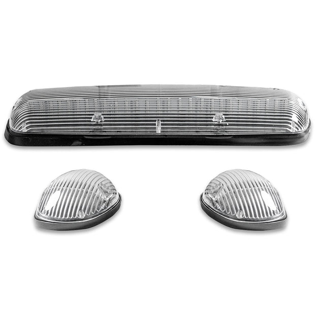 GMC & Chevy 02-07 (1st GEN Classic Body Style) Heavy-Duty (3-Piece Set) Clear Cab Roof Light Kit with White & Amber Strobe LED's & White or Amber Running Light LED's - (Complete Wiring Kit & Hardware Included)