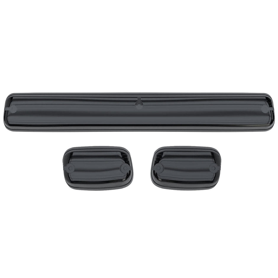 GMC & Chevy 07-14 (2nd GEN Body Style) Heavy-Duty (3-Piece Set) Smoked Cab Roof Light Lens with RGB (Multi-Colored) High-Power LED's - Complete Kit With Wiring & Hardware - ATTN: Cab Lights are User Controlled by Bluetooth Using App Thru Mobile Phone / Tablet - MULTI-COLORED - Image 6