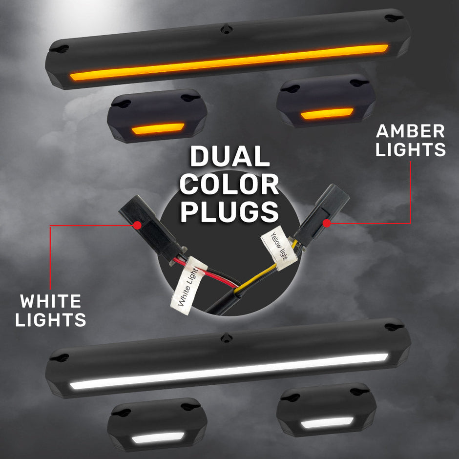 GMC & Chevy 07-14 (2nd GEN Body Style) Heavy-Duty (3-Piece Set) Clear Cab Roof Light Lens with Ultra-High Powered Dual Color LED Functions with WHITE or AMBER LEDs - Image 2