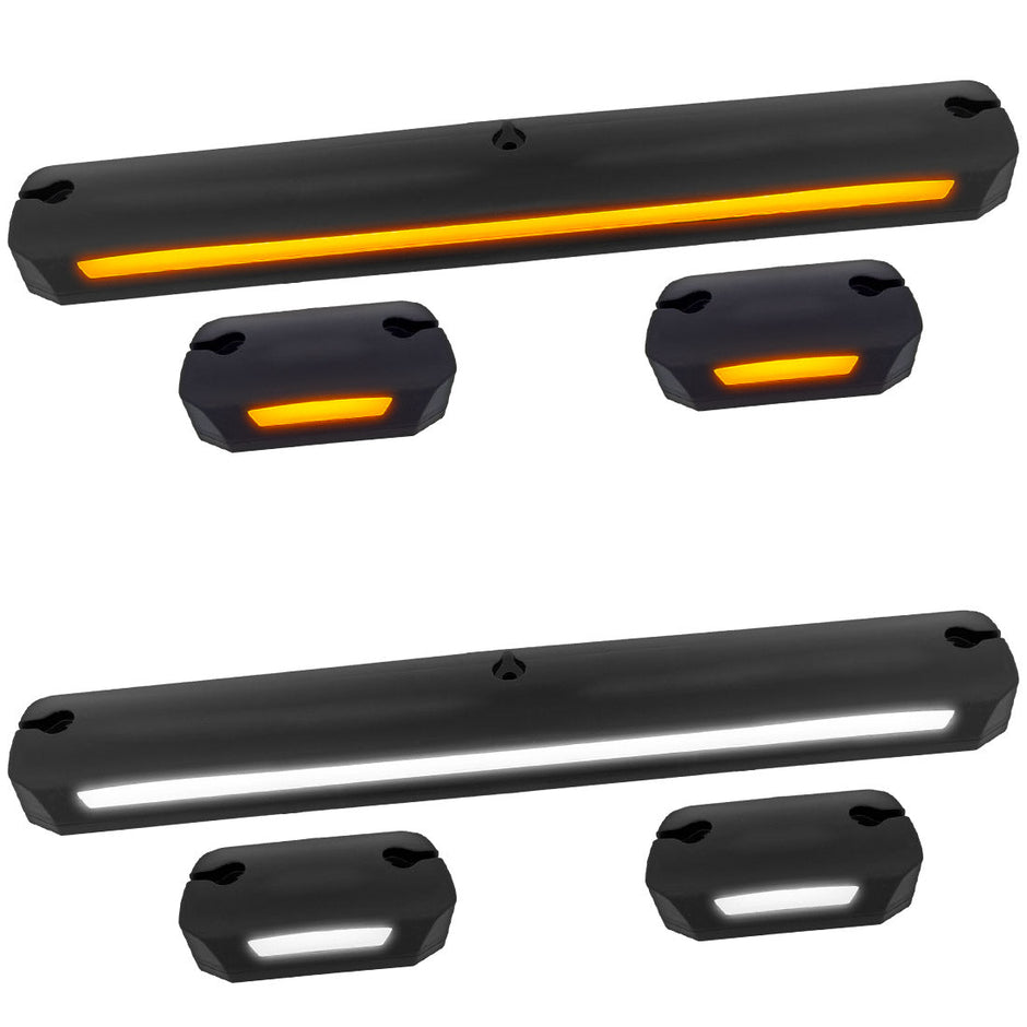 GMC & Chevy 07-14 (2nd GEN Body Style) Heavy-Duty (3-Piece Set) Clear Cab Roof Light Lens with Ultra-High Powered Dual Color LED Functions with WHITE or AMBER LEDs - Image 4