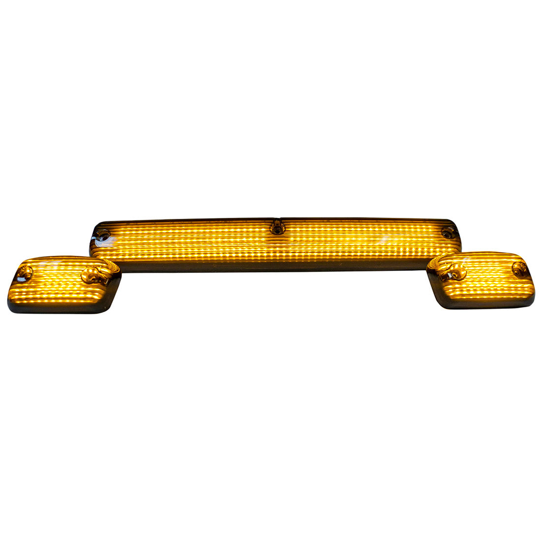 GMC & Chevy 07-14 (2nd GEN Body Style) Heavy-Duty (3-Piece Set) Clear Cab Roof Light Kit with White & Amber Strobe LED's & White or Amber Running Light LED's - (Complete Wiring Kit & Hardware Included)