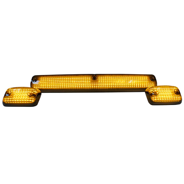 GMC & Chevy 07-14 (2nd GEN Body Style) Heavy-Duty (3-Piece Set) Clear Cab Roof Light Kit with White & Amber Strobe LED's & White or Amber Running Light LED's - (Complete Wiring Kit & Hardware Included)