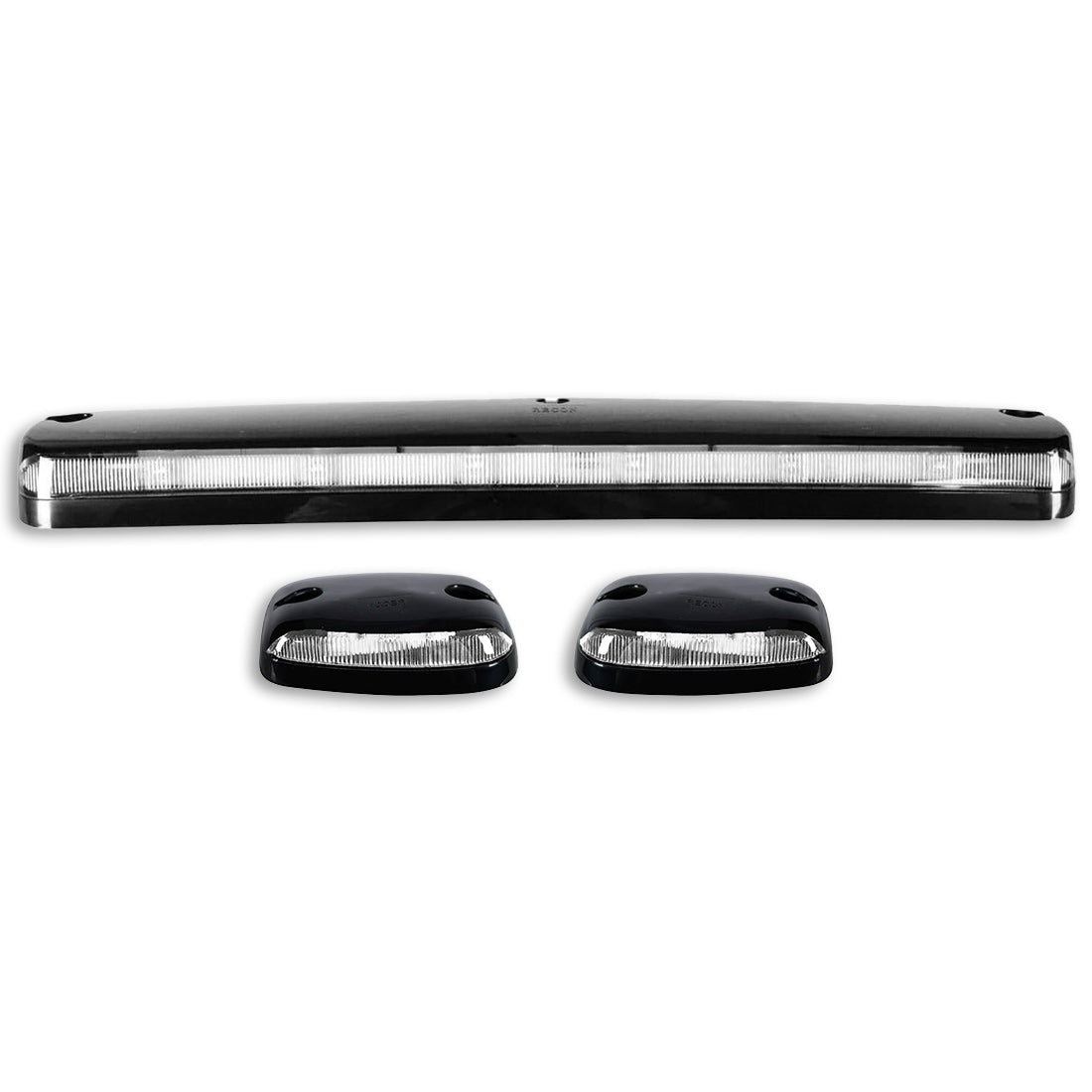 GMC & Chevy 07-14 (2nd GEN Body Style) Heavy-Duty (3-Piece Set) Clear Cab Roof Light Kit with White & Amber Strobe LED's & White or Amber Running Light LED's - (Complete Wiring Kit & Hardware Included) - Image 3