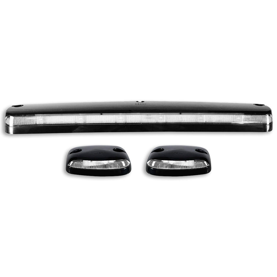 GMC & Chevy 07-14 (2nd GEN Body Style) Heavy-Duty (3-Piece Set) Clear Cab Roof Light Kit with White & Amber Strobe LED's & White or Amber Running Light LED's - (Complete Wiring Kit & Hardware Included) - Image 3