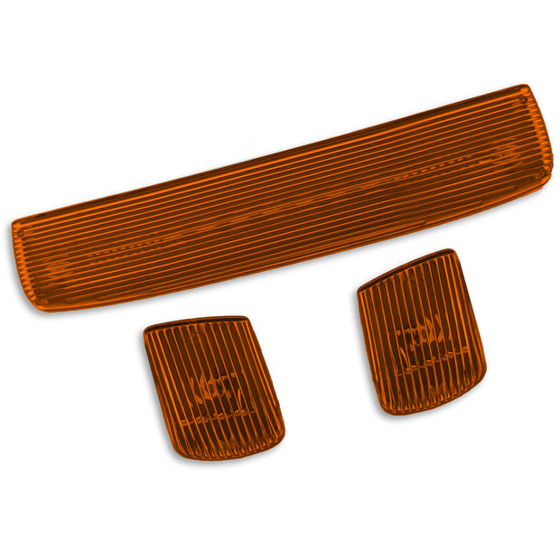 GMC & Chevy 15-19 (3rd GEN Body Style) Heavy-Duty (3-Piece Set) Amber Cab Roof Light Lens with 2-Way Forward & Rear Facing Amber ULTRA High-Power LEDs - (Plug-N-Play Installation Replaces OEM Installed Cab Roof Lights)