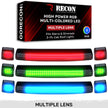 GMC & Chevy 15-19 (3rd GEN Body Style) Heavy-Duty (3-Piece Set) Smoked Cab Roof Light Lens with RGB (Multi-Colored) High-Power LED's - Complete Kit With Wiring & Hardware - ATTN: Cab Lights are User Controlled by Bluetooth Using App Thru Mobile Phone / Tablet - MULTI-COLORED
