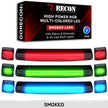 GMC & Chevy 15-19 (3rd GEN Body Style) Heavy-Duty (3-Piece Set) Smoked Cab Roof Light Lens with RGB (Multi-Colored) High-Power LED's - Complete Kit With Wiring & Hardware - ATTN: Cab Lights are User Controlled by Bluetooth Using App Thru Mobile Phone / Tablet - MULTI-COLORED - Image 4