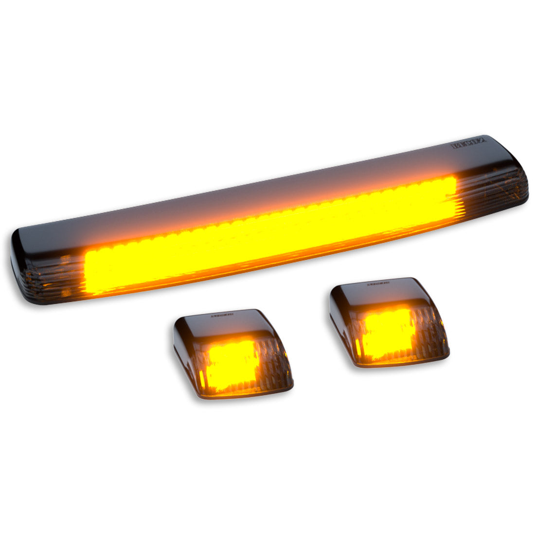 GMC & Chevy 15-19 (3rd GEN Body Style) Heavy-Duty (3-Piece Set) Smoked Cab Roof Light Kit with White & Amber Strobe LED's & White or Amber Running Light LED's - (Complete Wiring Kit & Hardware Included) - Image 3