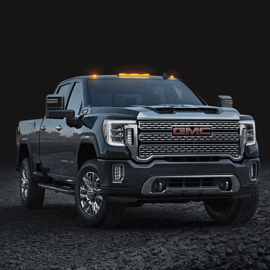 GMC & Chevy 20-23 (4th GEN Body Style) Heavy-Duty (3-Piece Set) Clear Cab Roof Light Lens with RGB (Multi-Colored) High-Power LED's - Complete Kit With Wiring & Hardware - ATTN: Cab Lights are User Controlled by Bluetooth Using App Thru Mobile Phone / Tablet - MULTI-COLORED
