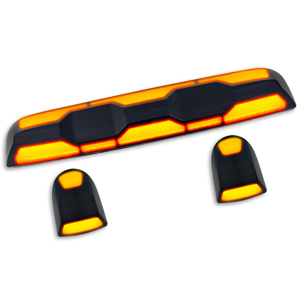 GMC & Chevy 20-23 (4th GEN Body Style) Heavy-Duty (3-Piece Set) Amber Cab Roof Light Lens with 2-Way Forward & Rear Facing Amber ULTRA High-Power LEDs - (Includes Complete Wiring Kit For Installation On Truck That DID NOT Come With OEM Installed Cab Roof Lights) - Image 2