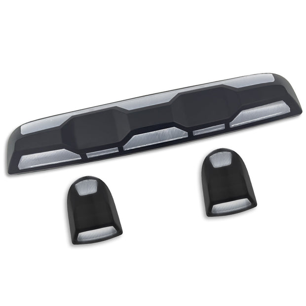 GMC & Chevy 20-23 (4th GEN Body Style) Heavy-Duty (3-Piece Set) Clear Cab Roof Light Lens with 2-Way Forward & Rear Facing White ULTRA High-Power LEDs - (Includes Complete Wiring Kit For Installation On Truck That DID NOT Come With OEM Installed Cab Roof Lights)