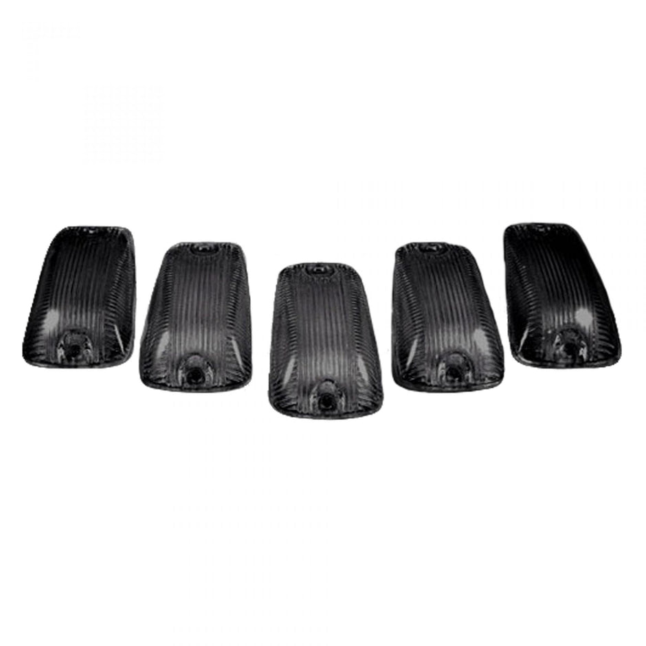 GMC & Chevy 88-02 CK Heavy-Duty (5-Piece Set) Smoked Cab Roof Light Lenses Only & Amber 194 LED Bulbs