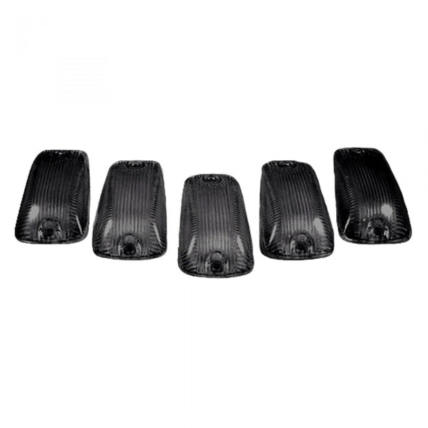 GMC & Chevy 88-02 CK Heavy-Duty (5-Piece Set) Smoked Cab Roof Light Lenses Only & Amber 194 LED Bulbs