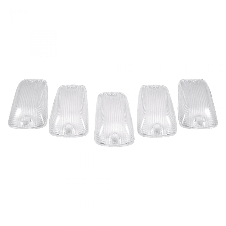 GMC & Chevy 88-02 CK Heavy-Duty (5-Piece Set) Clear Cab Roof Light Lenses Only & Amber 194 LED Bulbs