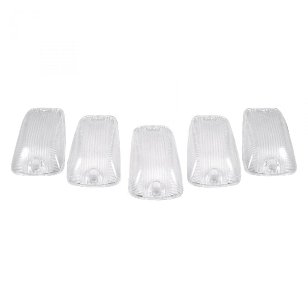 GMC & Chevy 88-02 CK Heavy-Duty (5-Piece Set) Clear Cab Roof Light Lenses Only & Amber 194 LED Bulbs
