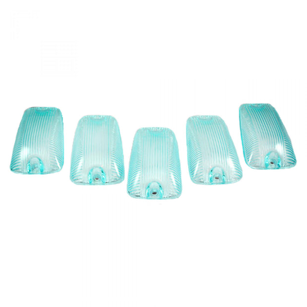 GMC & Chevy 88-02 CK Heavy-Duty (5-Piece Set) Super White Cab Roof Light Lenses Only & Amber 194 LED Bulbs