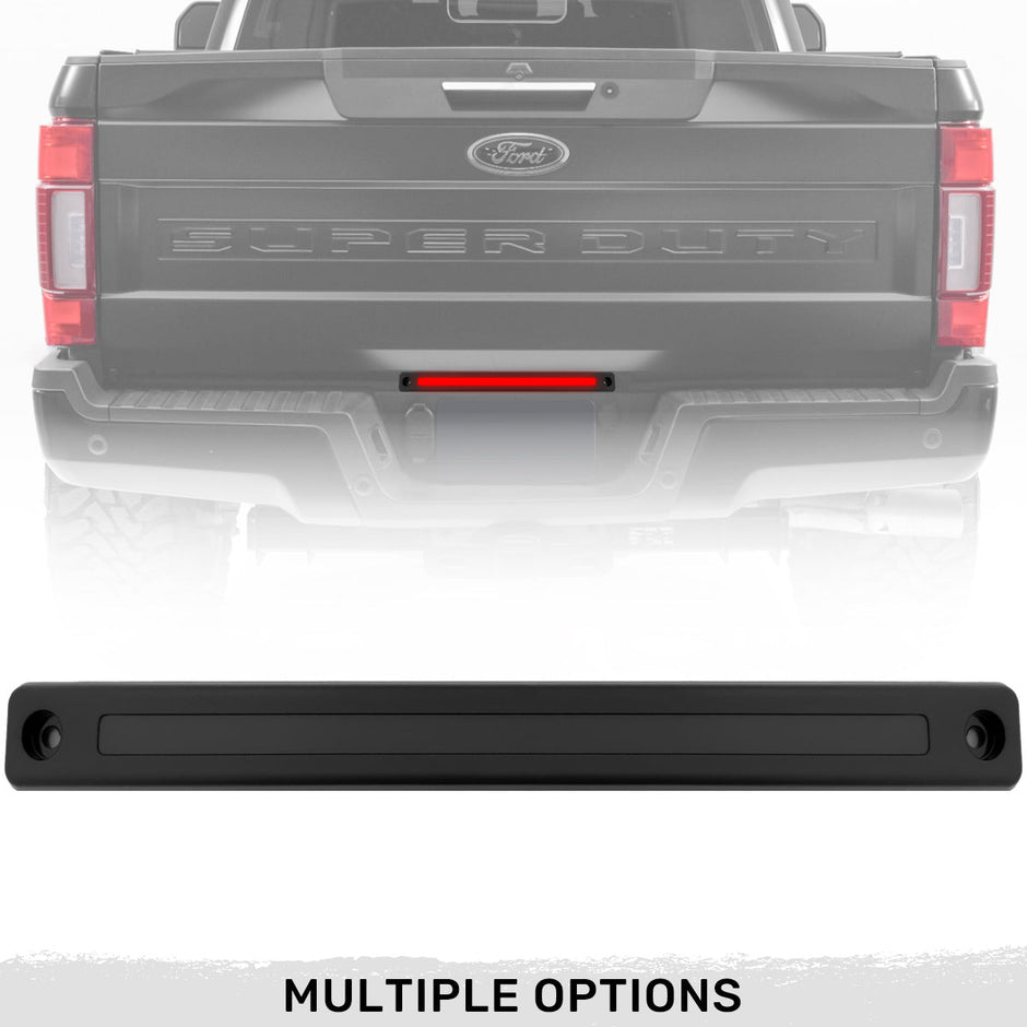 Ford Superduty 17-23 Mini LED Tailgate Light Bar w/ Smooth OLED Red Running Lights - Plug-N-Play for all 17-23 Ford Superduty Dually Trucks - Smoked