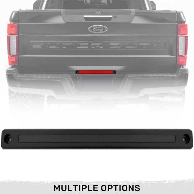 Ford Superduty 17-23 Mini LED Tailgate Light Bar w/ Smooth OLED Red Running Lights - Plug-N-Play for all 17-23 Ford Superduty Dually Trucks - Smoked