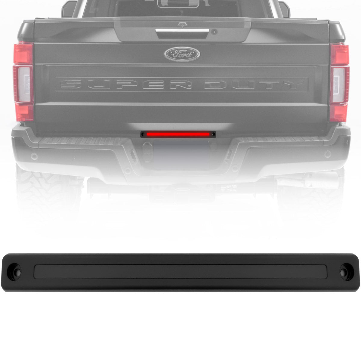 Ford Superduty 17-23 Mini LED Tailgate Light Bar w/ Smooth OLED Red Running Lights - Plug-N-Play for all 17-23 Ford Superduty Dually Trucks - Smoked - Image 4