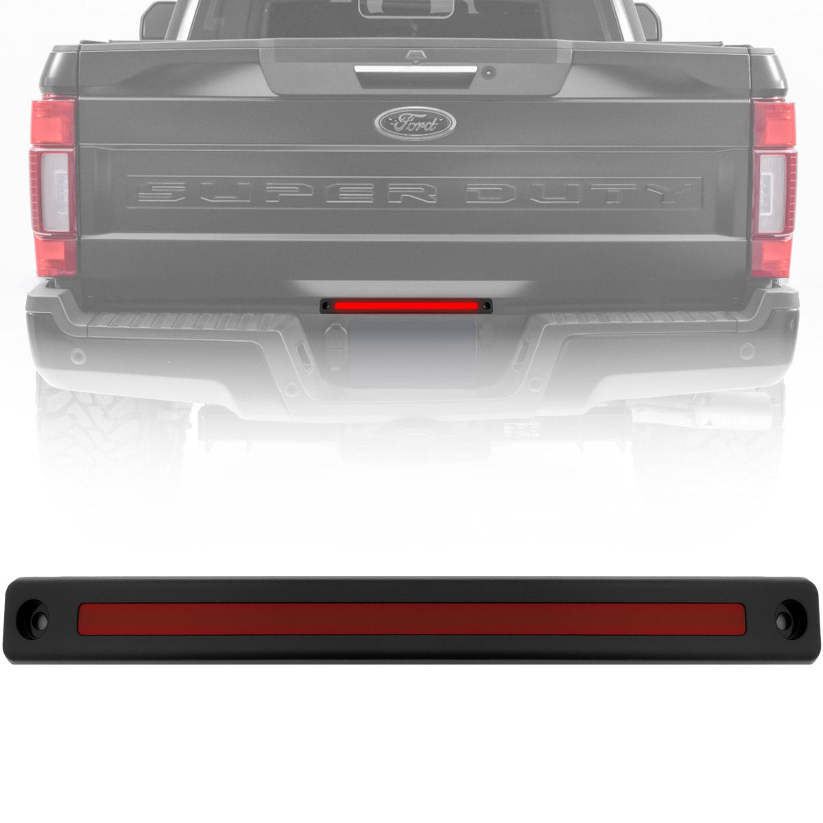 Ford Superduty 17-23 Mini LED Tailgate Light Bar w/ Smooth OLED Red Running Lights - Plug-N-Play for all 17-23 Ford Superduty Dually Trucks - Red