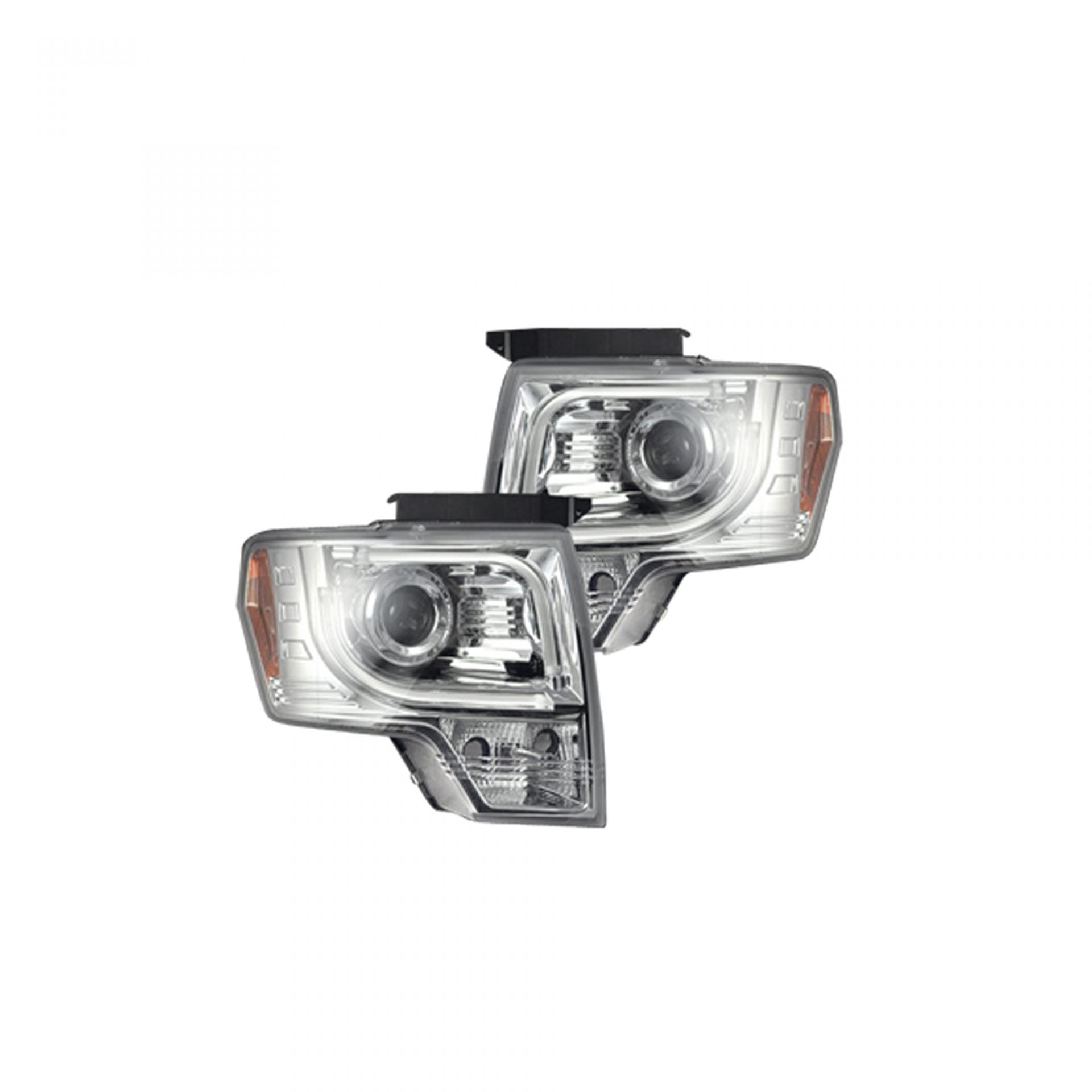 Ford F150 & RAPTOR 09-14 PROJECTOR HEADLIGHTS w/ Ultra High Power Smooth OLED HALOS & DRL (Attn: Does NOT fit 13-14 Lariat, King Ranch, FX2, FX4, or RAPTOR with OEM Projectors & HIDs) - Clear / Chrome
