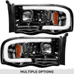 Dodge RAM 02-05 1500/2500/3500 2nd GEN Body Style PROJECTOR HEADLIGHTS w/ Ultra High Power Smooth OLED HALOS & DRL - Smoked / Black