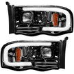 Dodge RAM 02-05 1500/2500/3500 2nd GEN Body Style PROJECTOR HEADLIGHTS w/ Ultra High Power Smooth OLED HALOS & DRL - Smoked / Black - Image 4