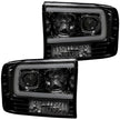 Ford Superduty 99-04 F250/F350/F450/F550 PROJECTOR HEADLIGHTS w/ Ultra High Power Smooth OLED HALOS & DRL - Smoked / Black - Image 2