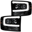 Ford Superduty 99-04 F250/F350/F450/F550 PROJECTOR HEADLIGHTS w/ Ultra High Power Smooth OLED HALOS & DRL - Smoked / Black - Image 3