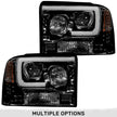 Ford Superduty 05-07 F250/F350/F450/F550 PROJECTOR HEADLIGHTS w/ Ultra High Power Smooth OLED HALOS & DRL - Smoked / Black