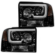 Ford Superduty 05-07 F250/F350/F450/F550 PROJECTOR HEADLIGHTS w/ Ultra High Power Smooth OLED HALOS & DRL - Smoked / Black - Image 3