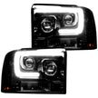 Ford Superduty 05-07 F250/F350/F450/F550 PROJECTOR HEADLIGHTS w/ Ultra High Power Smooth OLED HALOS & DRL - Smoked / Black - Image 4
