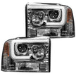 Ford Superduty 05-07 F250/F350/F450/F550 PROJECTOR HEADLIGHTS w/ Ultra High Power Smooth OLED HALOS & DRL - Clear / Chrome - Image 2