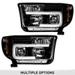 Toyota Tundra & Sequoia 07-13 PROJECTOR HEADLIGHTS w/ Ultra High Power Smooth OLED HALOS & DRL - Smoked / Black