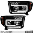 Toyota Tundra & Sequoia 07-13 PROJECTOR HEADLIGHTS w/ Ultra High Power Smooth OLED HALOS & DRL - Smoked / Black - Image 3