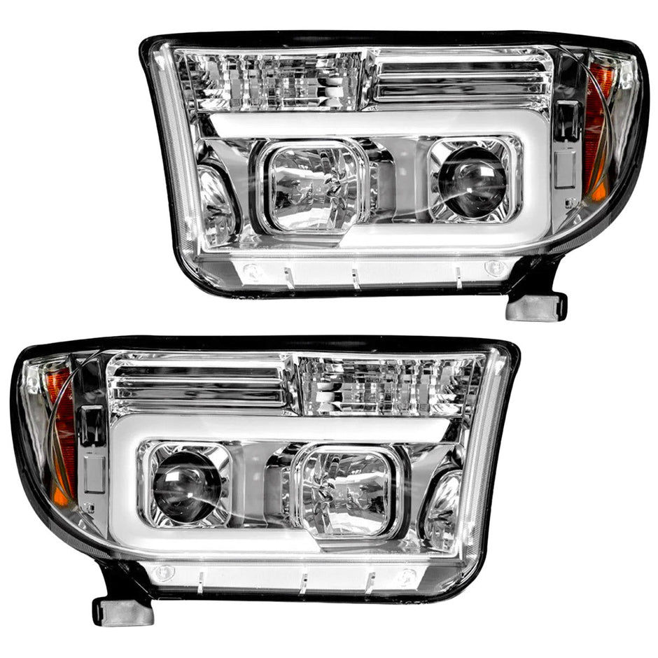 Toyota Tundra & Sequoia 07-13 PROJECTOR HEADLIGHTS w/ Ultra High Power Smooth OLED HALOS & DRL - Clear / Chrome - Image 3