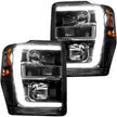 Ford Superduty 08-10 F250/F350/F450/F550 PROJECTOR HEADLIGHTS w/ Ultra High Power Smooth OLED HALOS & DRL - Smoked / Black - Image 2